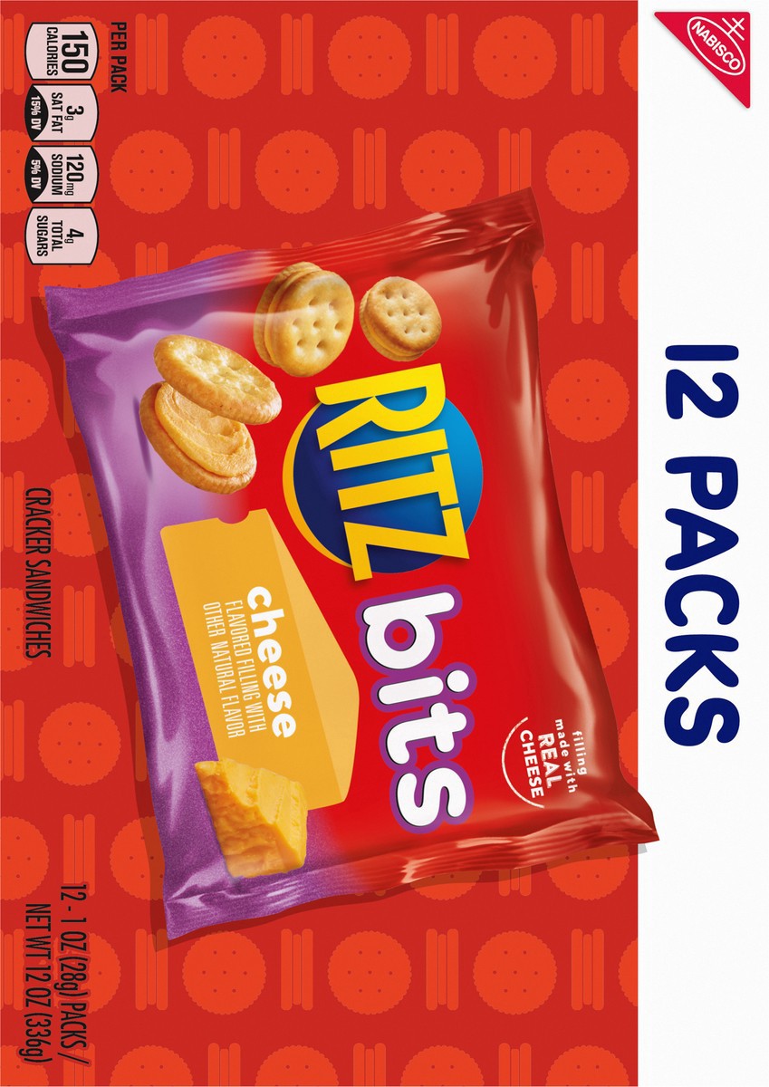 slide 4 of 9, RITZ Bits Cheese Sandwich Crackers, 12 Snack Packs, 12 ct