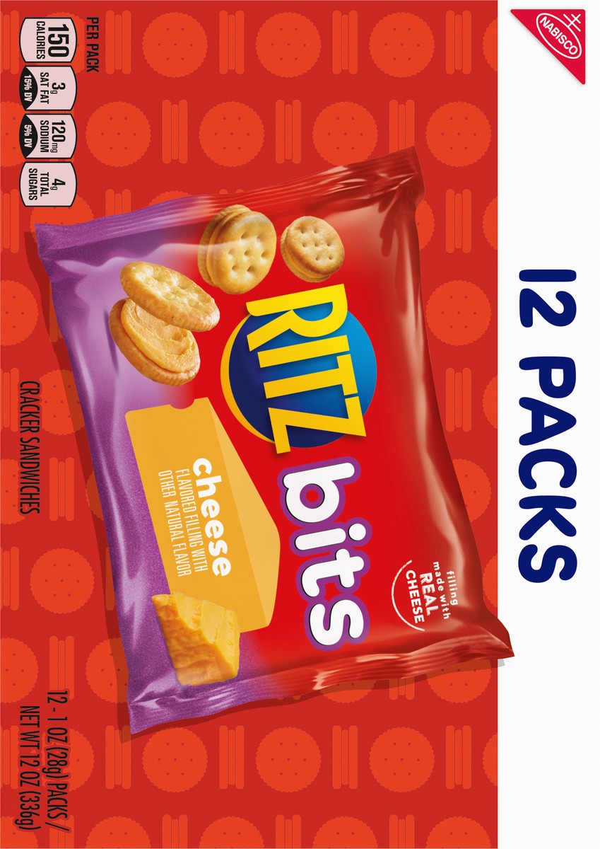 slide 5 of 9, Ritz Bits Cheese Cracker Sandwiches 12 - 1 oz Packs, 