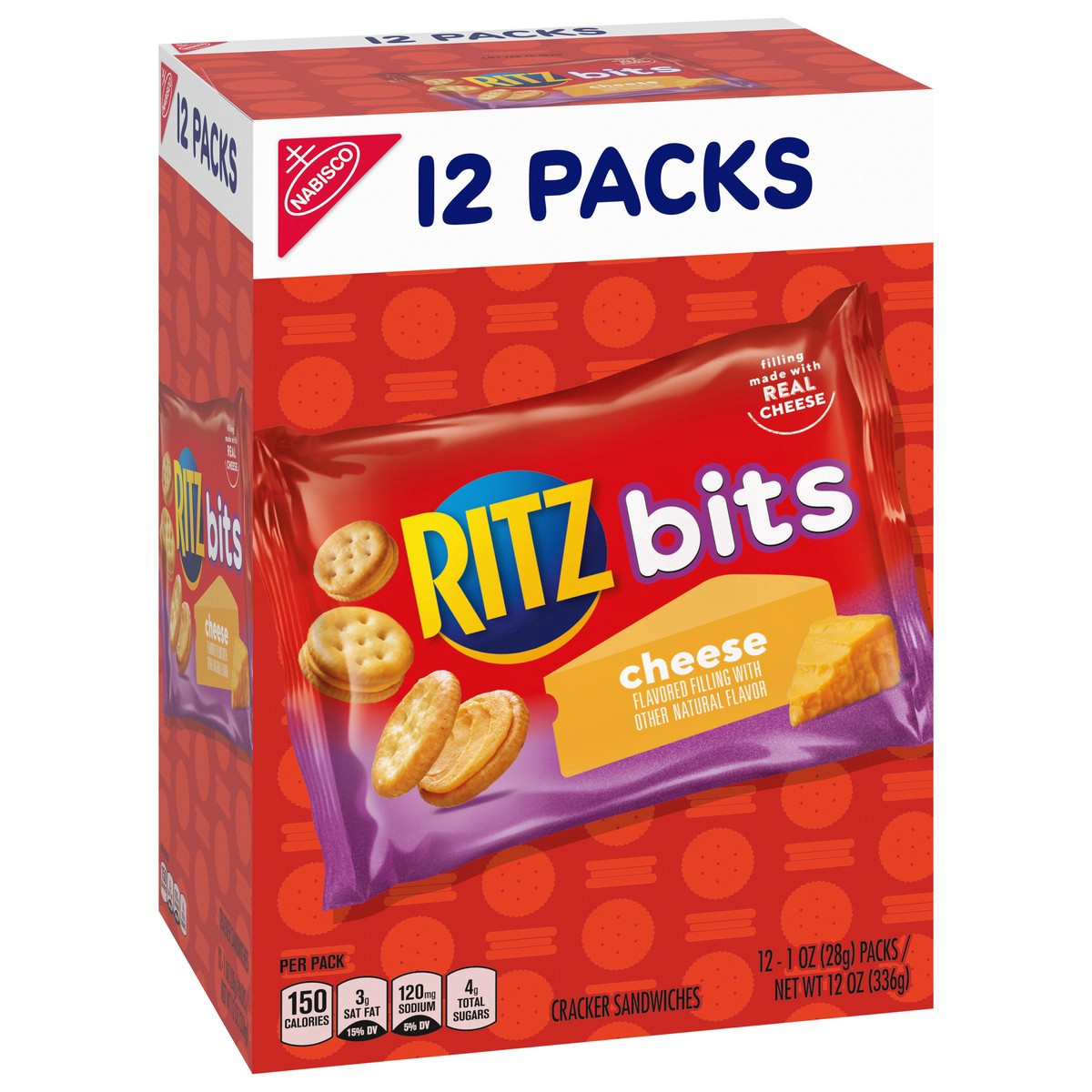 slide 9 of 9, RITZ Bits Cheese Sandwich Crackers, 12 Snack Packs, 12 ct