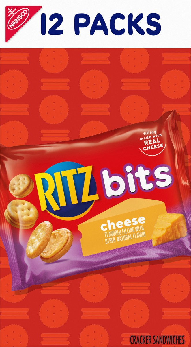 slide 8 of 9, RITZ Bits Cheese Sandwich Crackers, 12 Snack Packs, 12 ct