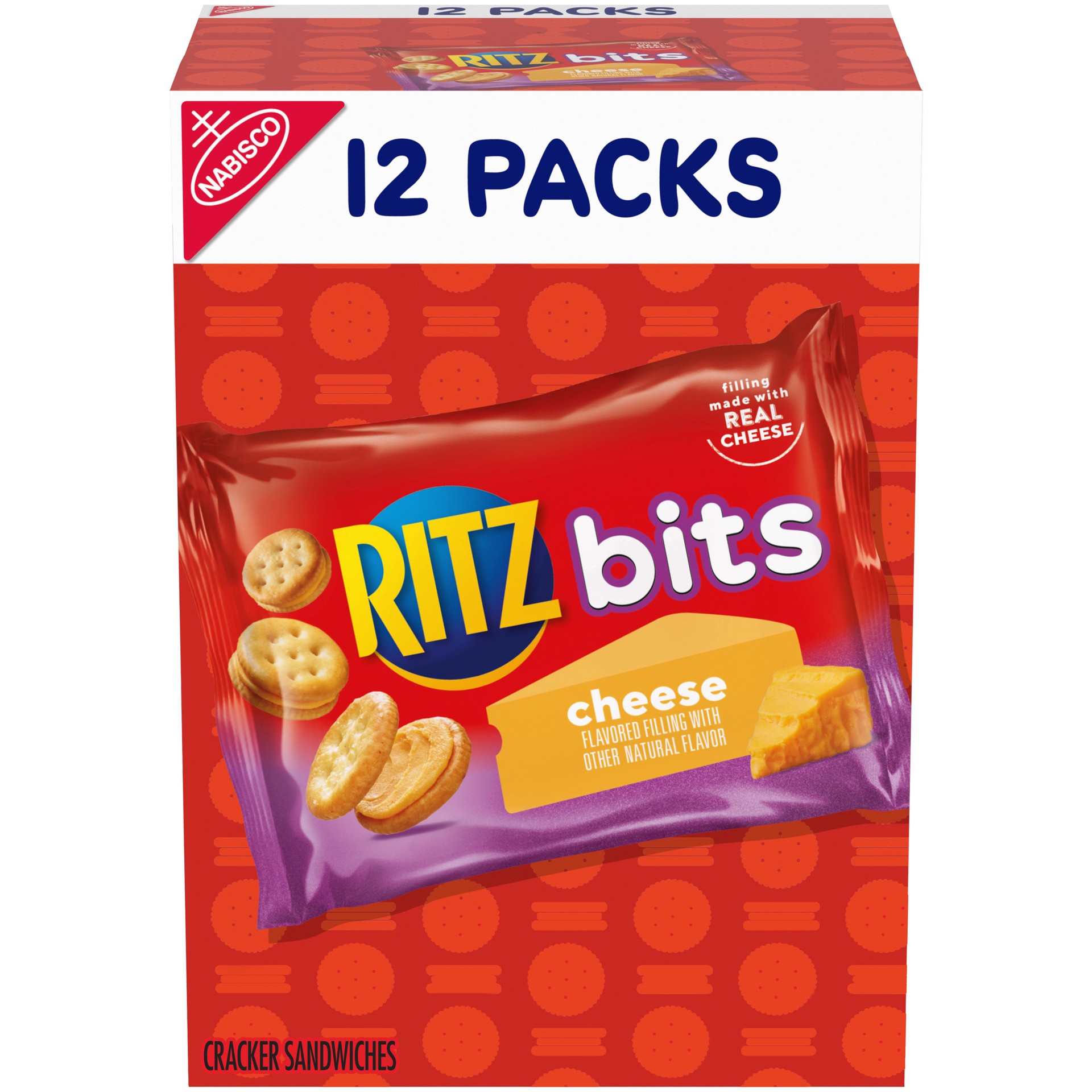 slide 1 of 9, RITZ Bits Cheese Sandwich Crackers, 12 Snack Packs, 12 ct