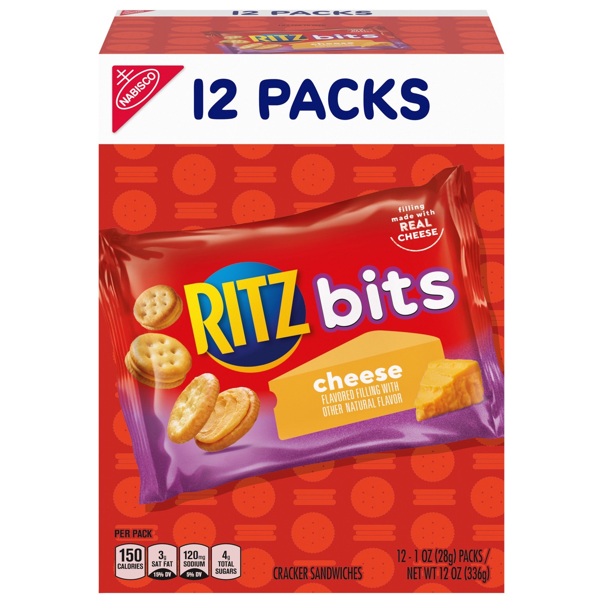 slide 1 of 9, Ritz Bits Cheese Cracker Sandwiches 12 - 1 oz Packs, 