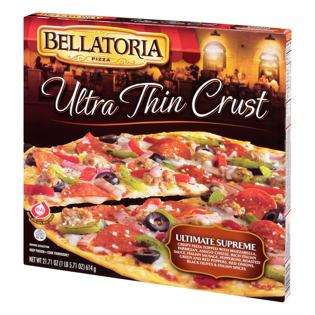 slide 3 of 9, Bellatoria Ultra Thin Crust Ultimate Supreme Pizza 21.71 oz, 21.71 oz