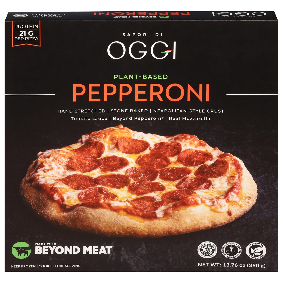 slide 11 of 13, Oggi Plant-Based Neapolitan-Style Crust Pepperoni Pizza 13.76 oz, 13.75 oz