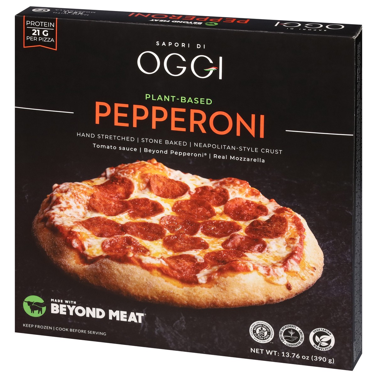 slide 13 of 13, Oggi Plant-Based Neapolitan-Style Crust Pepperoni Pizza 13.76 oz, 13.75 oz