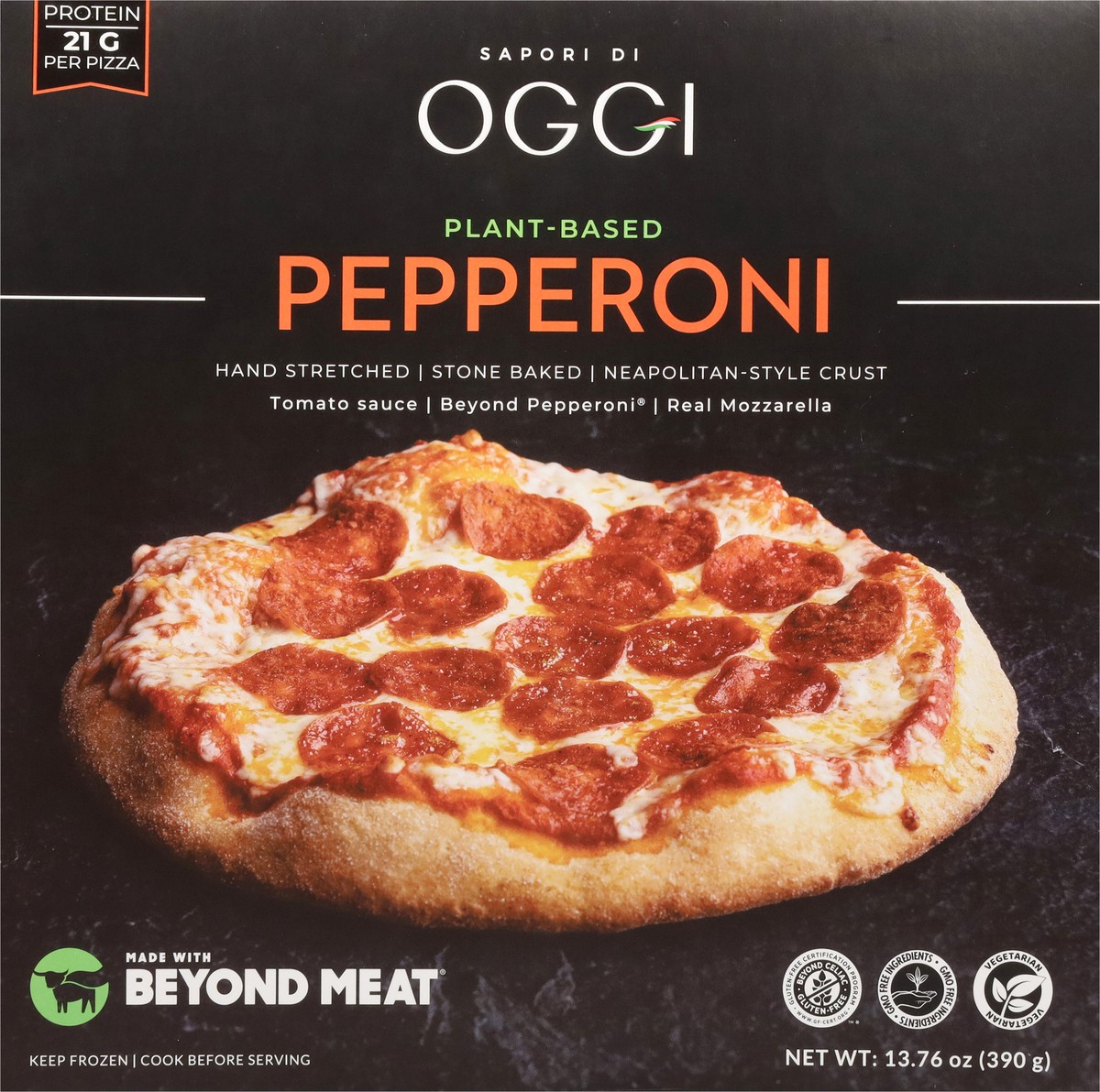 slide 9 of 13, Oggi Plant-Based Neapolitan-Style Crust Pepperoni Pizza 13.76 oz, 13.75 oz