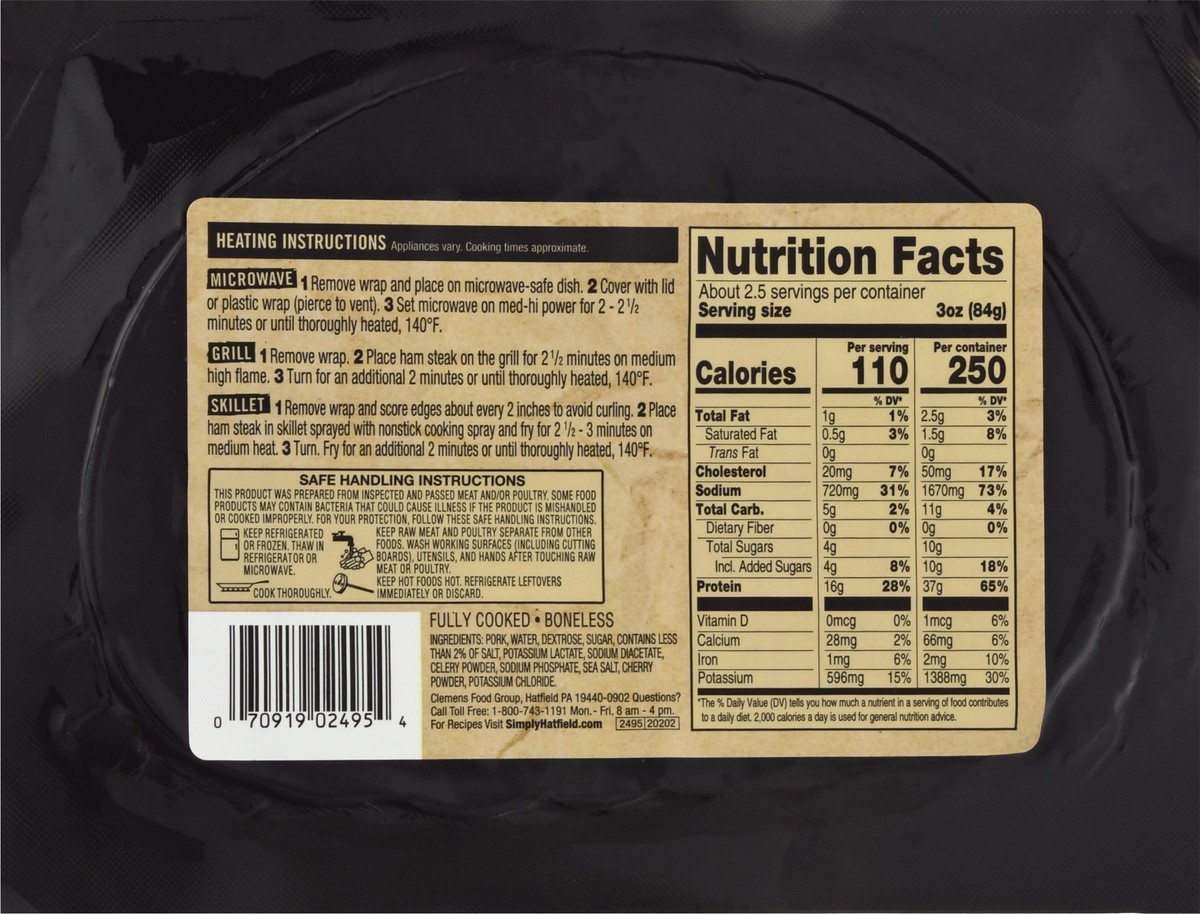 slide 4 of 12, Hatfield Uncured Original Ham Steak 7 oz, 7 oz
