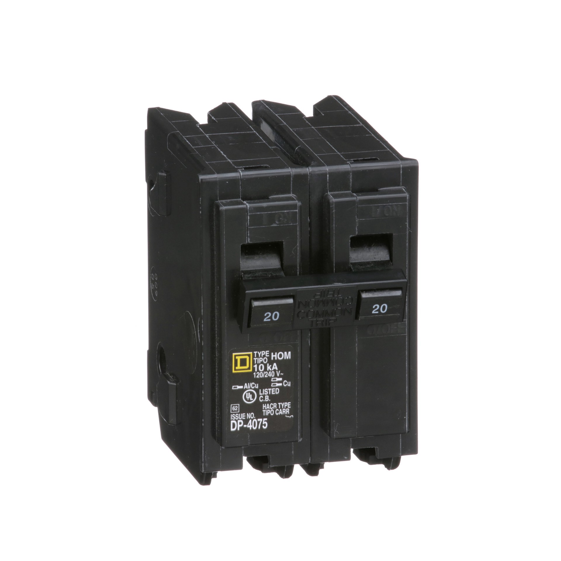 slide 1 of 6, Square D Homeline 20-amp 2-Pole Standard Trip Circuit Breaker, 1 ct
