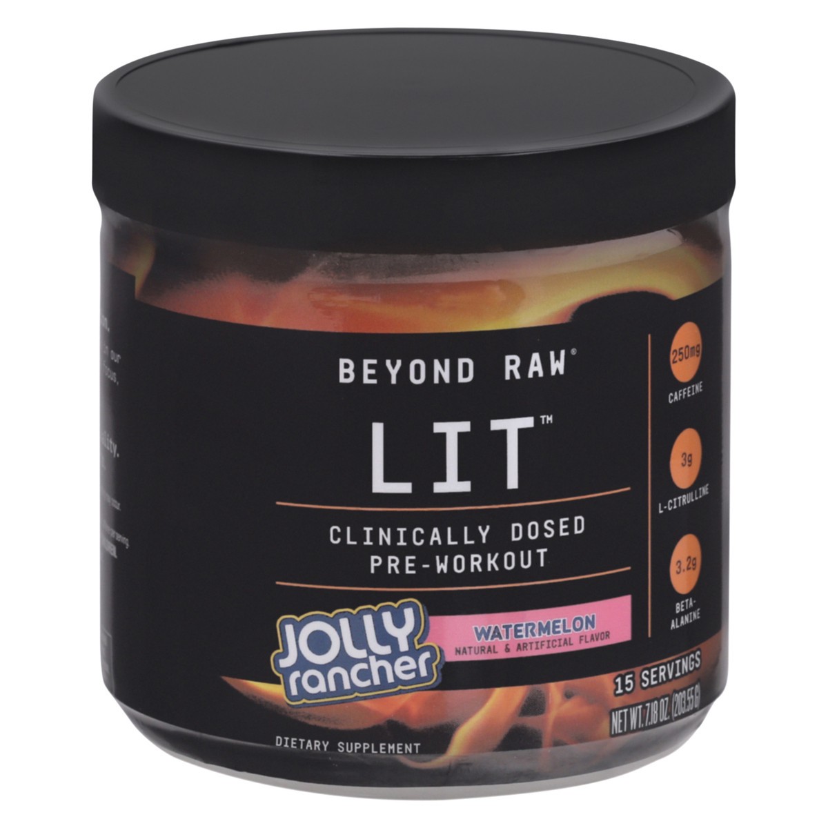 slide 3 of 9, Beyond Raw Lit Clinically Dosed Watermelon Pre-Workout 7.18 oz Jar, 7.18 oz