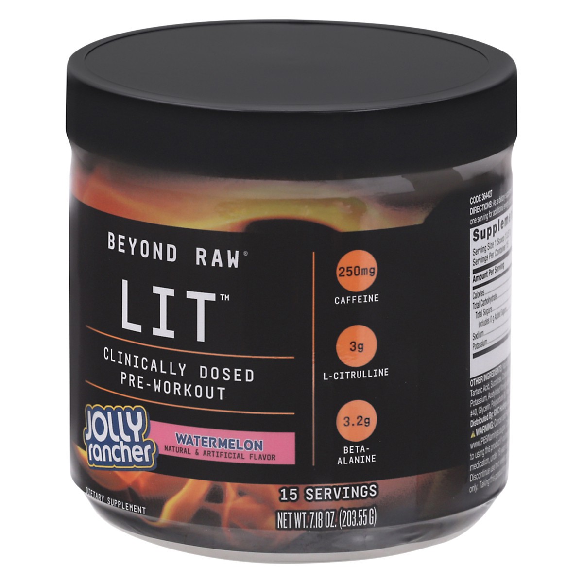 slide 2 of 9, Beyond Raw Lit Clinically Dosed Watermelon Pre-Workout 7.18 oz Jar, 7.18 oz