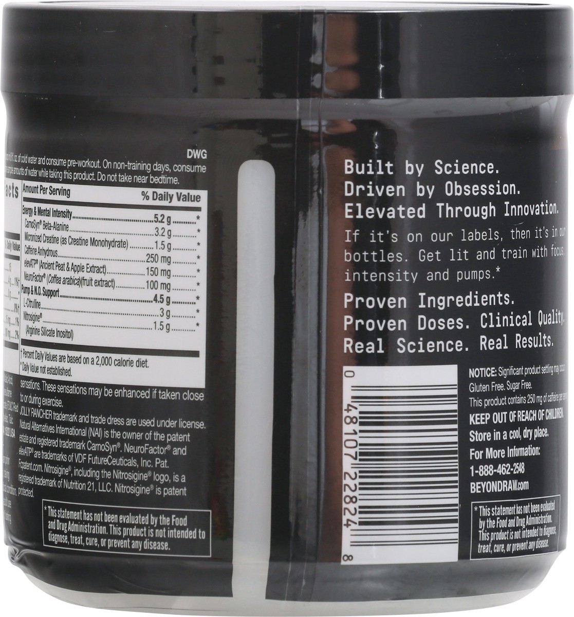 slide 5 of 9, Beyond Raw Lit Clinically Dosed Watermelon Pre-Workout 7.18 oz Jar, 7.18 oz