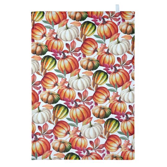 slide 1 of 2, Pumpkin Print Tea Towel By Makery, 15 in x 22 in