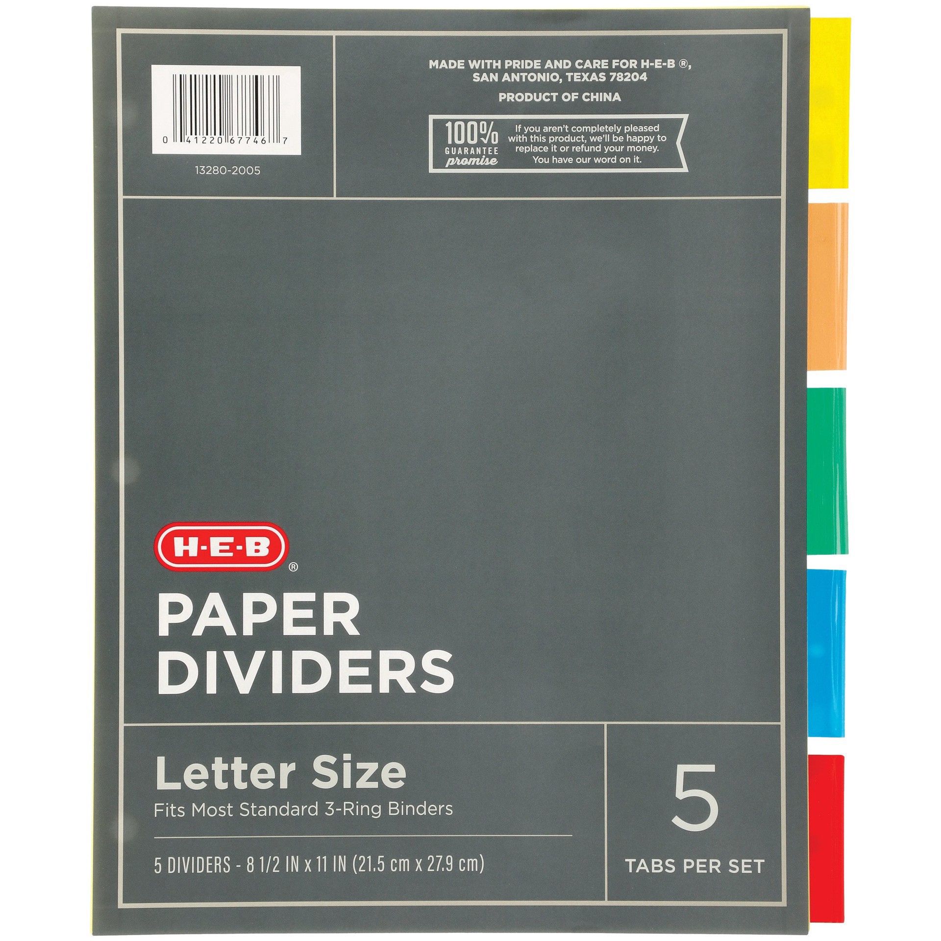 slide 1 of 1, H-E-B Letter Size Paper Dividers - 5 Tab, 1 ct