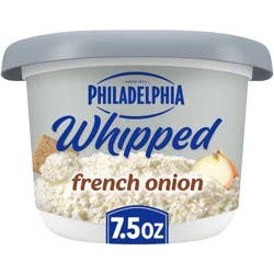Philadelphia Whipped Flavored Cream Cheese Spread, 1 Tub, for Smooth, Spreadable Mornings, French Onion, No Artificial Preservatives, Flavors or Dyes, 7.5 oz