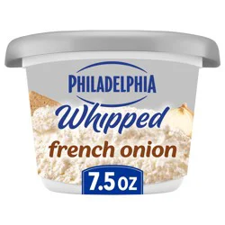 Philadelphia Whipped Flavored Cream Cheese Spread, 1 Tub, for Smooth, Spreadable Mornings, French Onion, No Artificial Preservatives, Flavors or Dyes, 7.5 oz