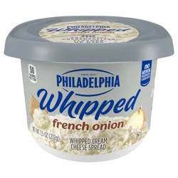 Philadelphia Whipped Flavored Cream Cheese Spread, 1 Tub, for Smooth, Spreadable Mornings, French Onion, No Artificial Preservatives, Flavors or Dyes, 7.5 oz