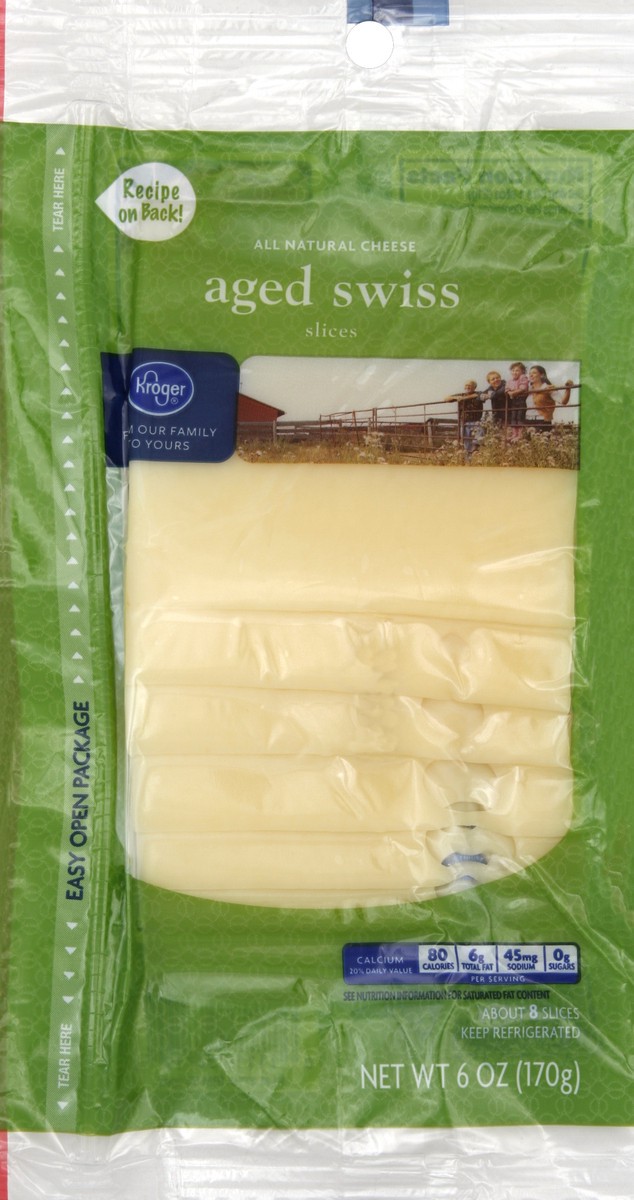 slide 6 of 6, Kroger Aged Swiss Cheese Slices, 6 oz