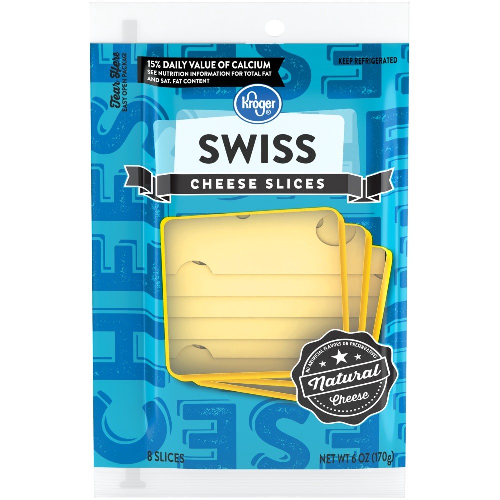 slide 1 of 6, Kroger Aged Swiss Cheese Slices, 6 oz