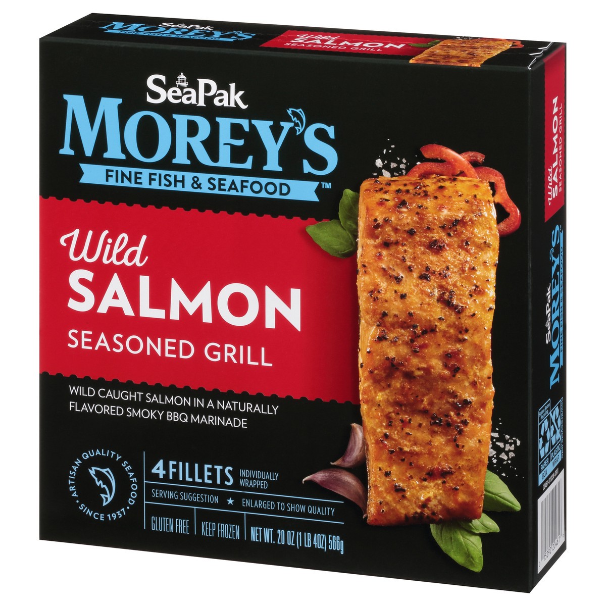 slide 10 of 11, Morey's SeaPak Morey's Fine Fish & Seafood Seasoned Grill Wild Salmon Fillets 4 ct Box, 20 oz