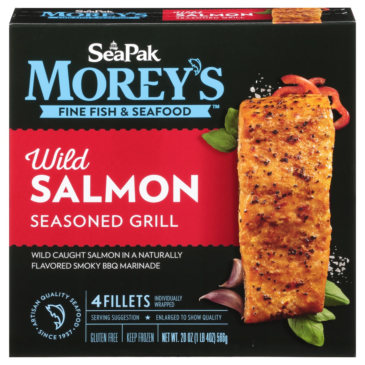 slide 7 of 11, Morey's SeaPak Morey's Fine Fish & Seafood Seasoned Grill Wild Salmon Fillets 4 ct Box, 20 oz