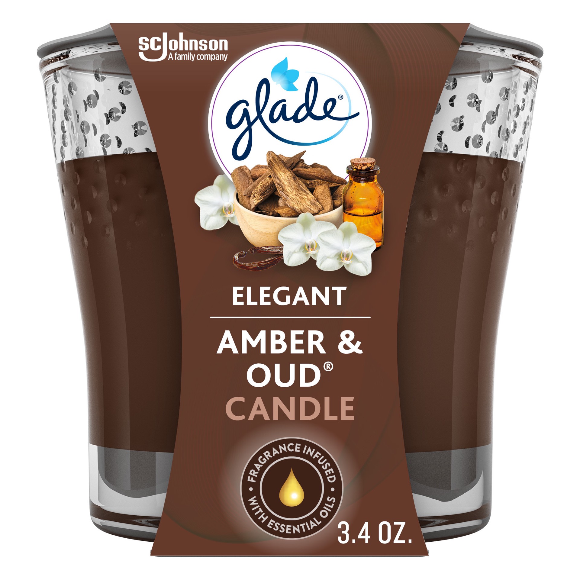 slide 2 of 5, Glade Jar Candle Air Freshener, Elegant Amber & Oud, 3.4 oz, 1 ct, 3.4 oz