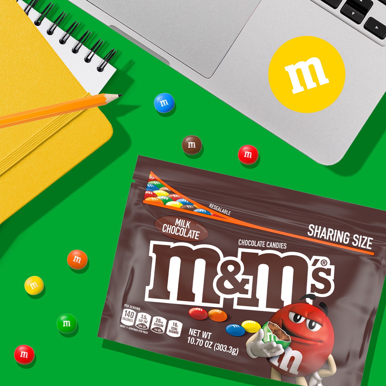 slide 5 of 8, M&M's Milk Chocolate Candy, Sharing Size, 10.7 oz Bag, 10.7 oz