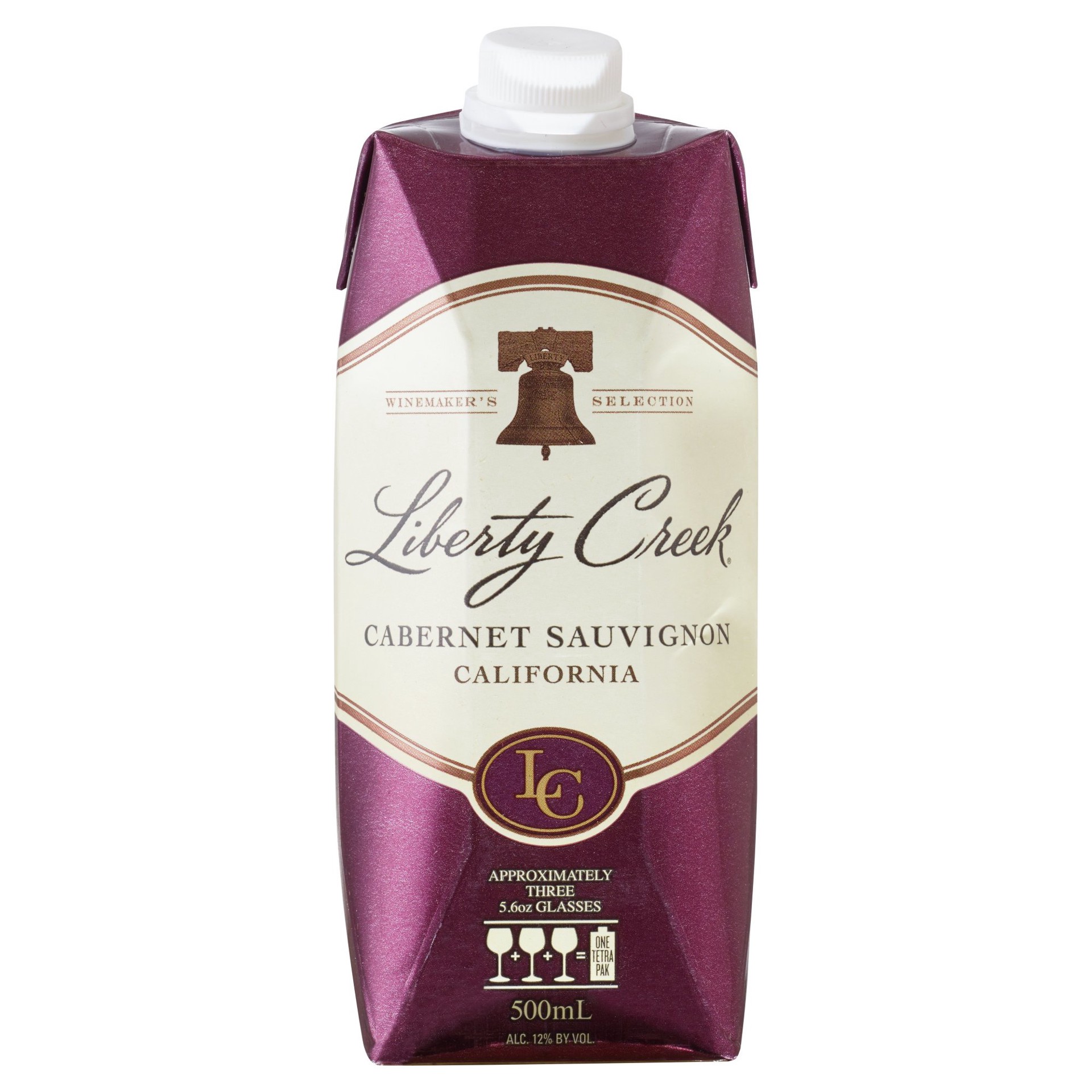 slide 1 of 4, Liberty Creek Vineyards Cabernet Sauvignon Red Wine Tetra 500ml, 500 ml