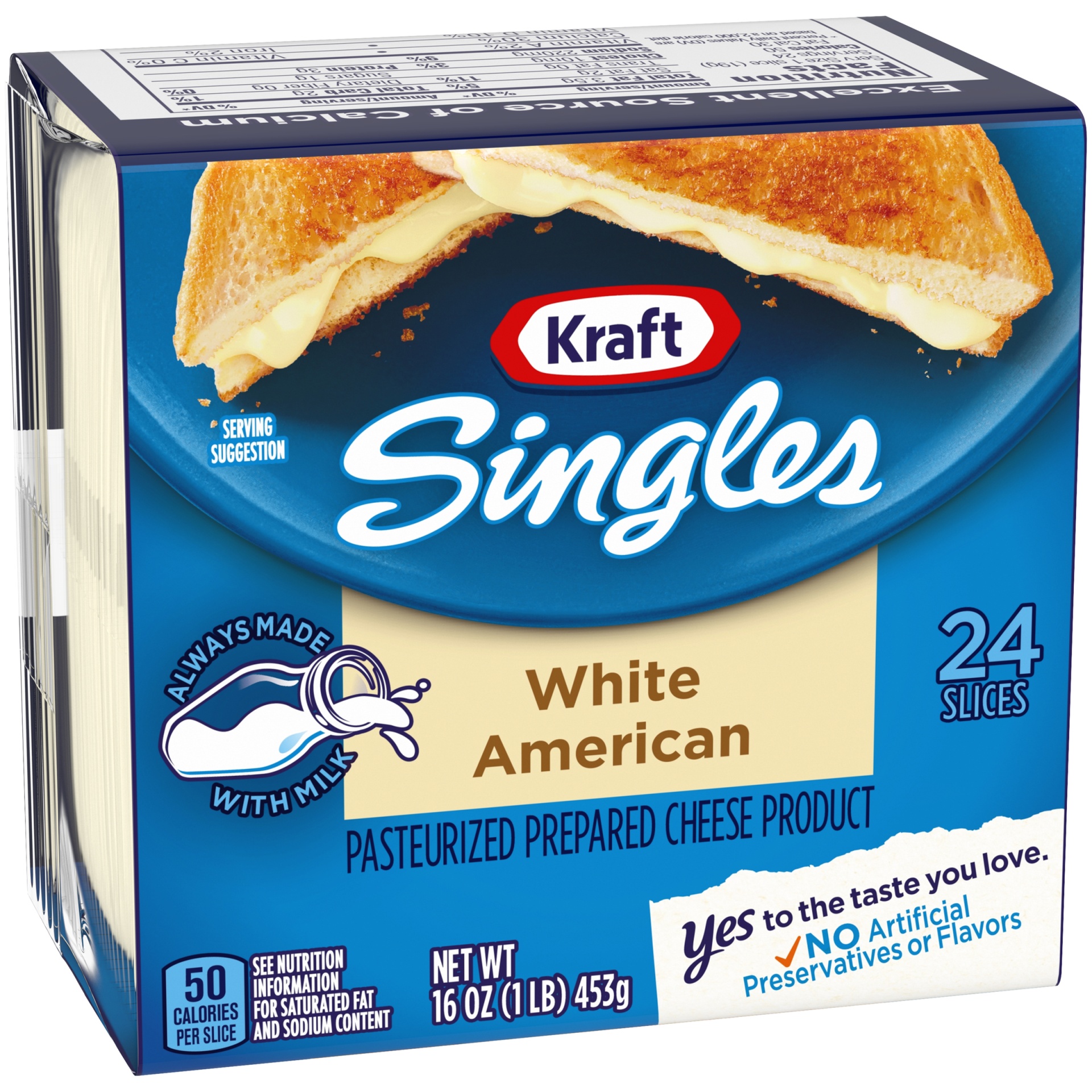 slide 2 of 6, Kraft Singles White American Cheese Slices Pack, 24 ct; 0.667 oz