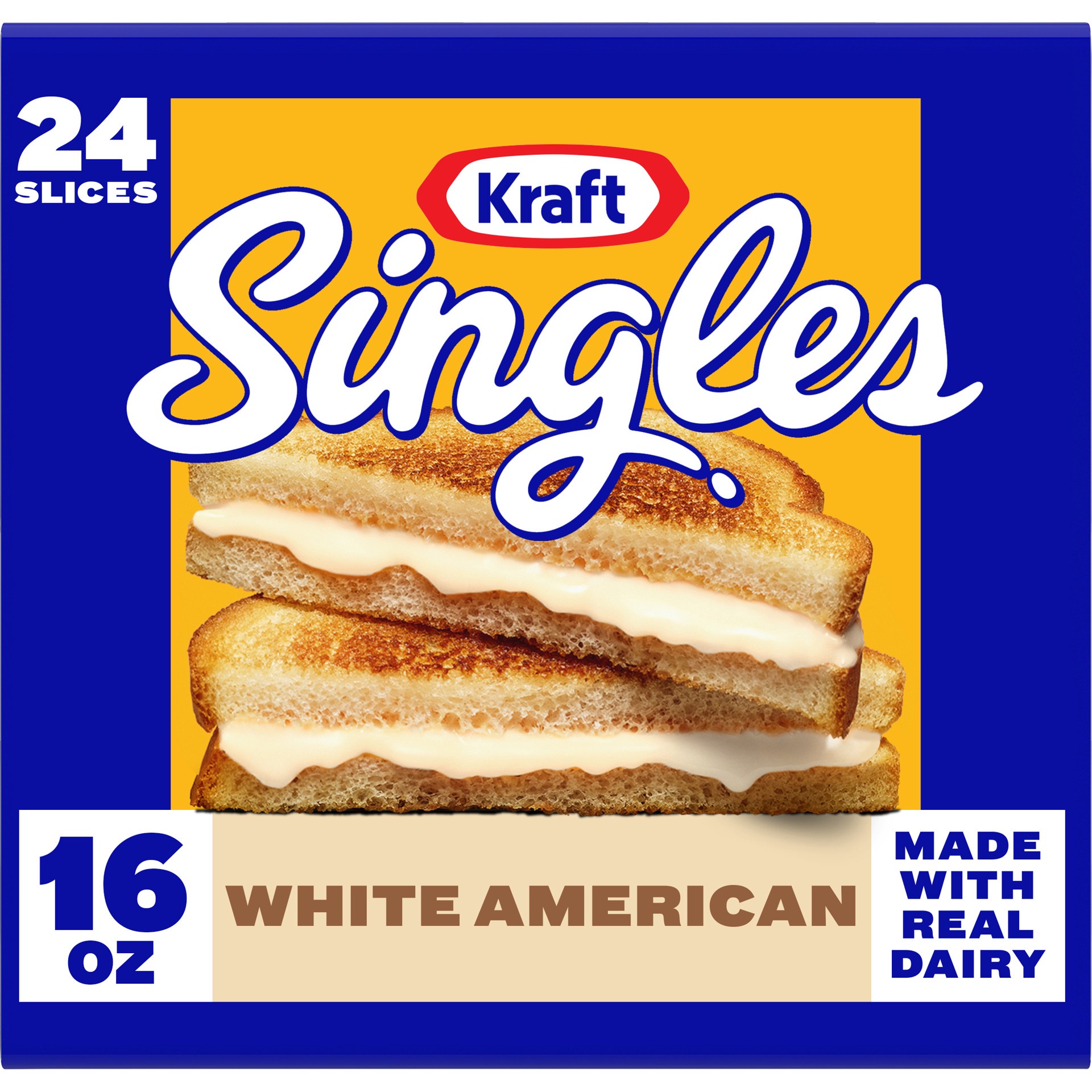 slide 1 of 5, Kraft Singles White American Slices, 24 ct Pack, 24 ct