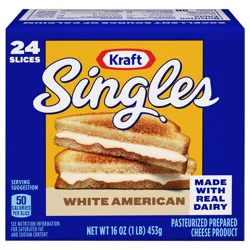 Kraft Singles White American Slices, 24 ct Pack