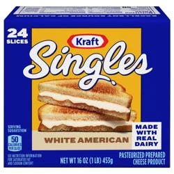 Kraft Singles White American Slices, 24 ct Pack