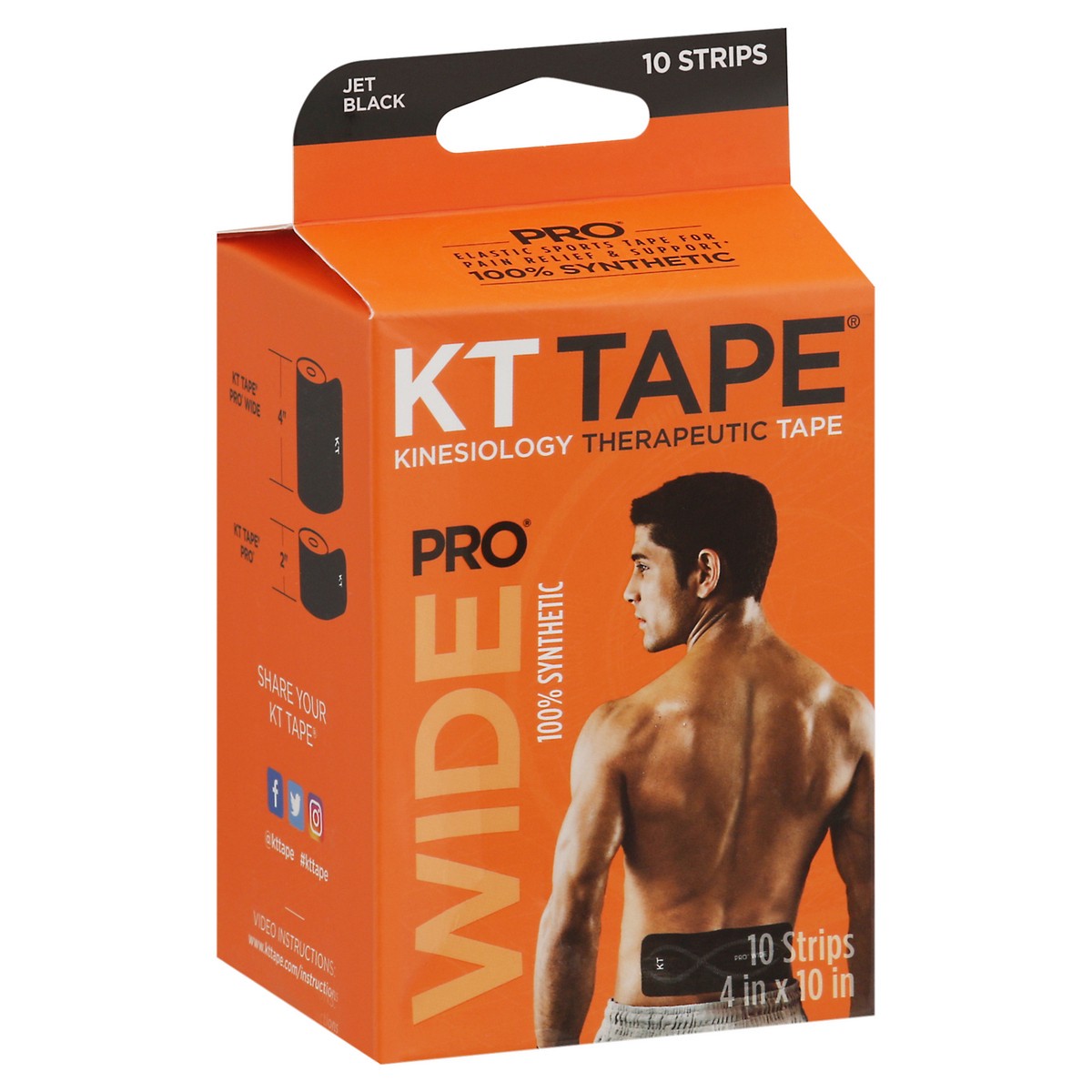 slide 2 of 12, KT Tape KT TAPE 4" PRO Wide Jet Black, 10 ct