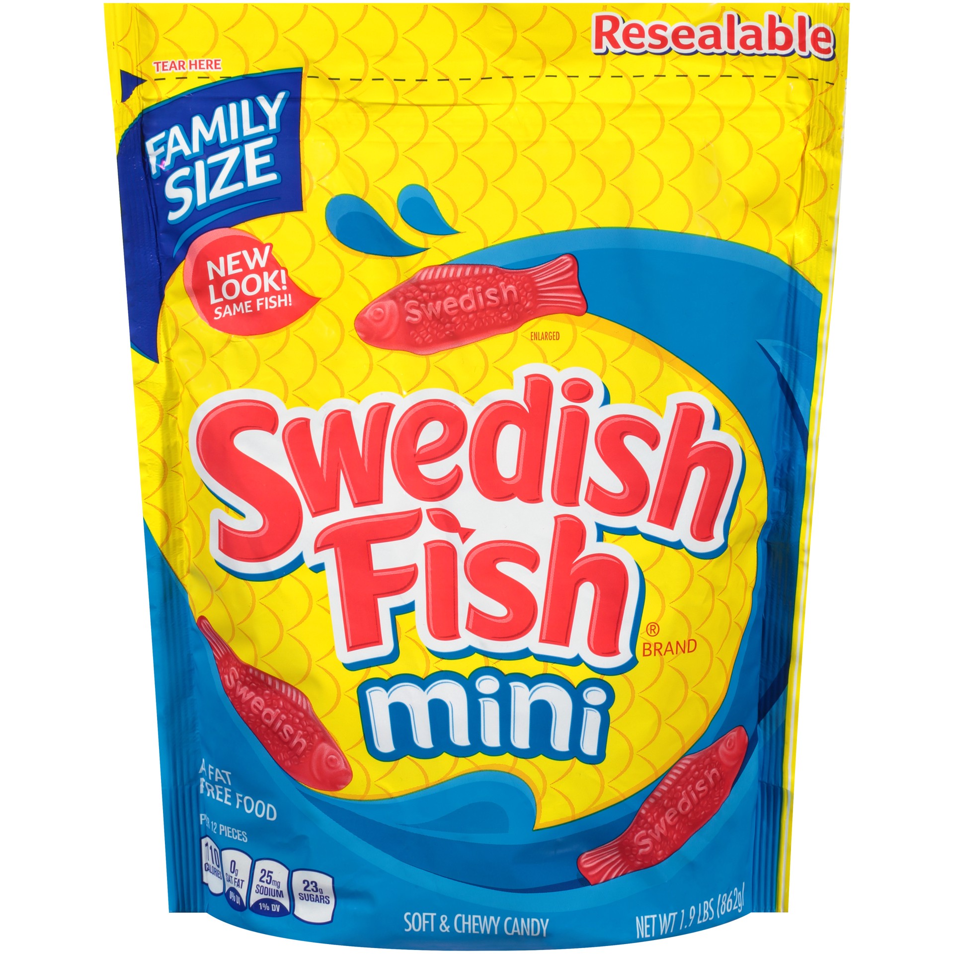 slide 1 of 3, SWEDISH FISH Mini Soft & Chewy Candy, Family Size, 1.9 lb, 1.94 lb