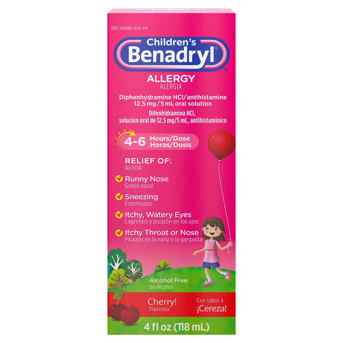 slide 1 of 7, Benadryl Cherry Flavored Allergy 4 oz, 4 oz
