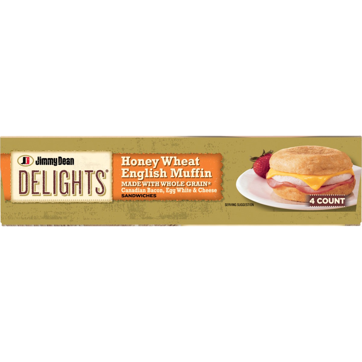 slide 4 of 9, Jimmy Dean Delights Honey Wheat English Muffin Breakfast Sandwiches with Canadian Bacon, Egg White, and Cheese, Frozen, 4 Count, 510.29 g