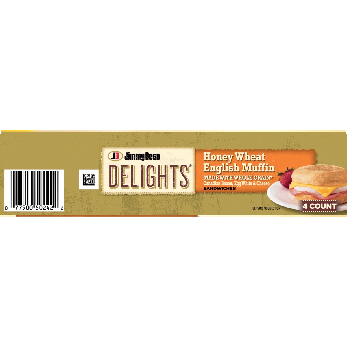 slide 9 of 9, Jimmy Dean Delights Honey Wheat English Muffin Breakfast Sandwiches with Canadian Bacon, Egg White, and Cheese, Frozen, 4 Count, 510.29 g