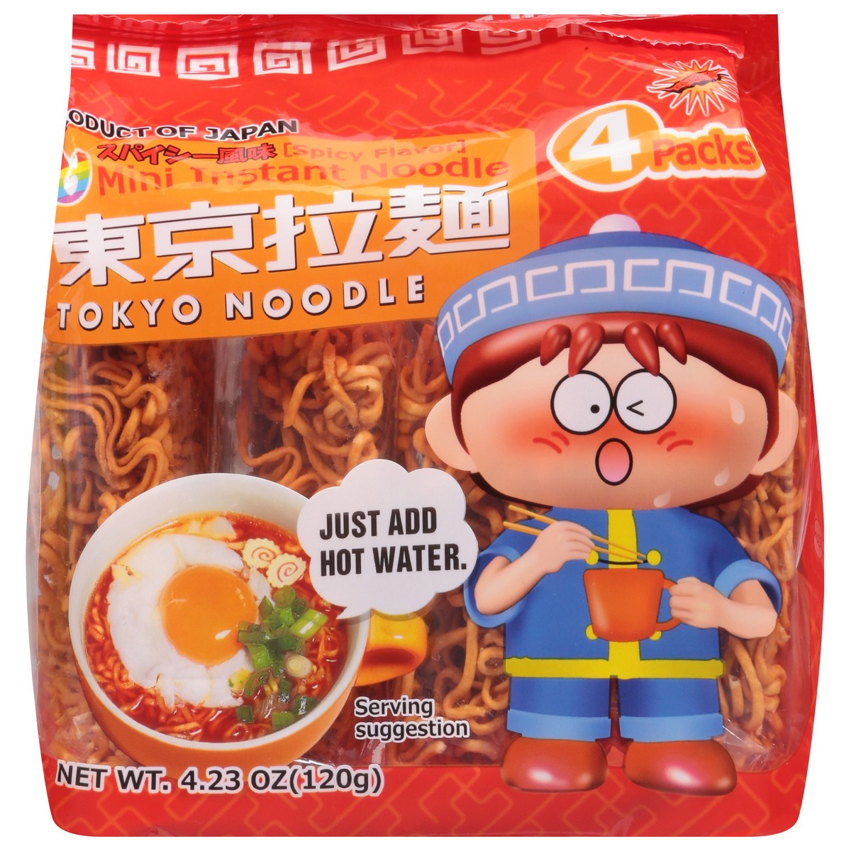 slide 1 of 9, Tokyo Noodle 4 Packs Mini Spicy Flavor Instant Noodle 4 ea, 4.23 oz