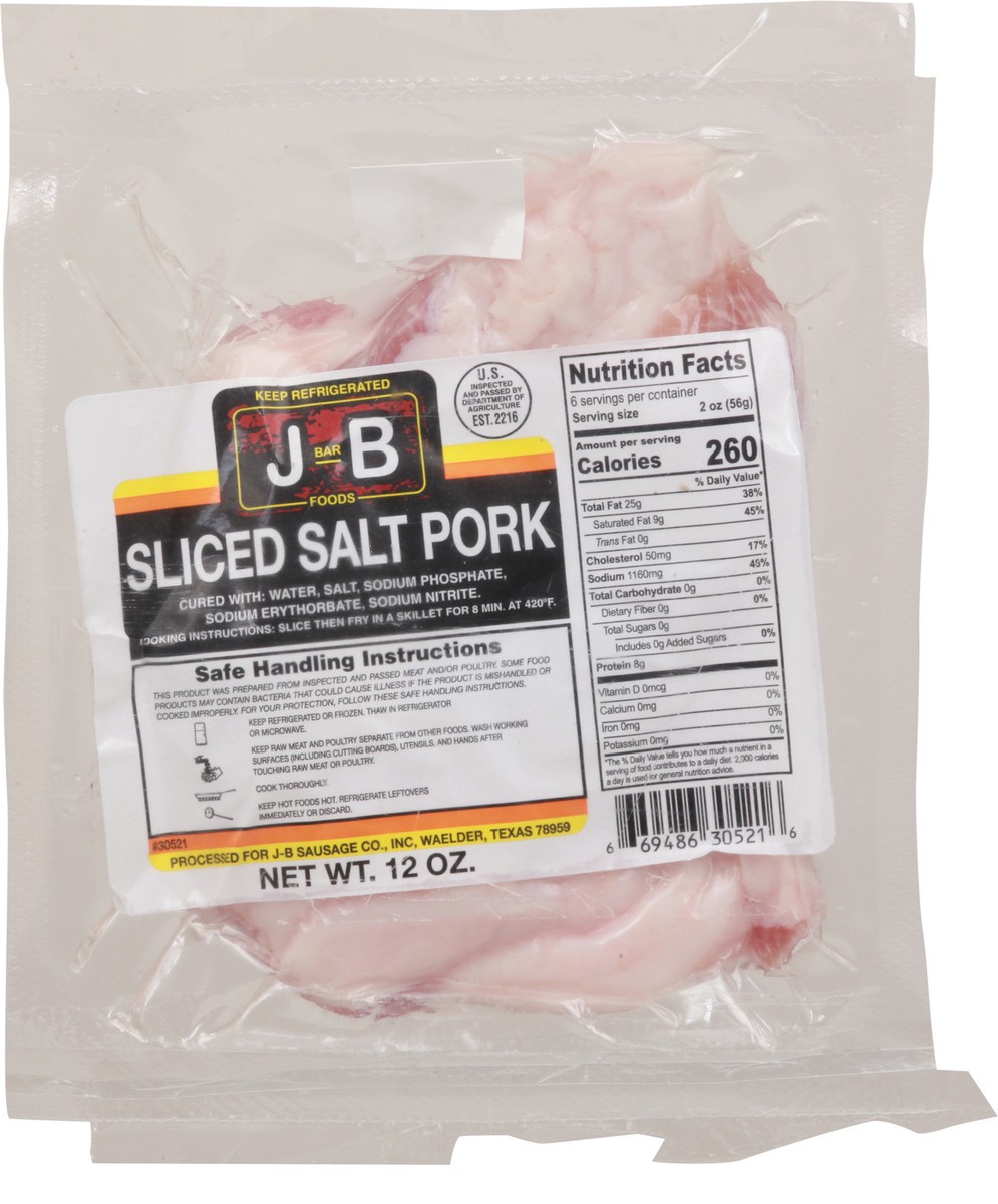 slide 1 of 9, J Bar B Foods Sliced Salt Pork 12 oz Pack, 12 oz