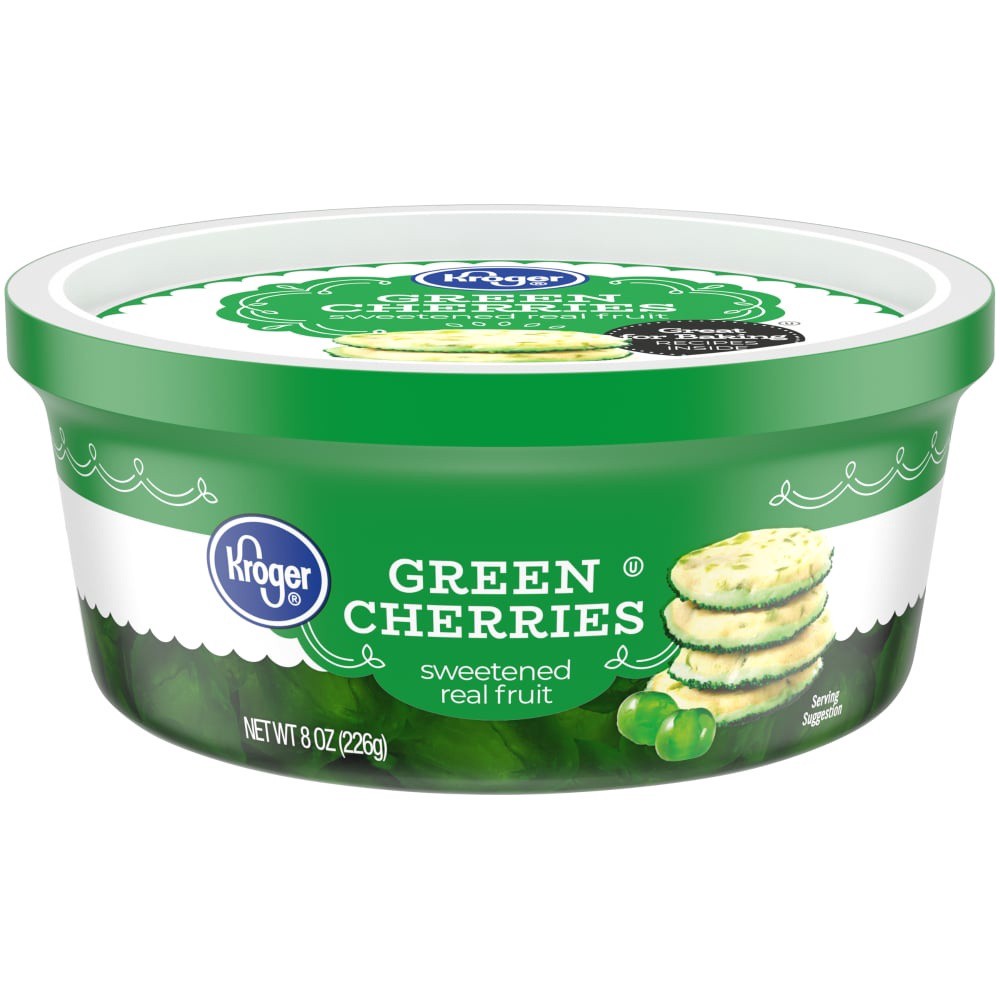 slide 1 of 2, Kroger Glazed Green Cherries, 8 oz