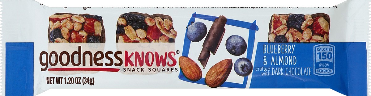 slide 5 of 6, goodnessKNOWS Blueberry, Almond and Dark Chocolate Snack Square Bar, 1 ct