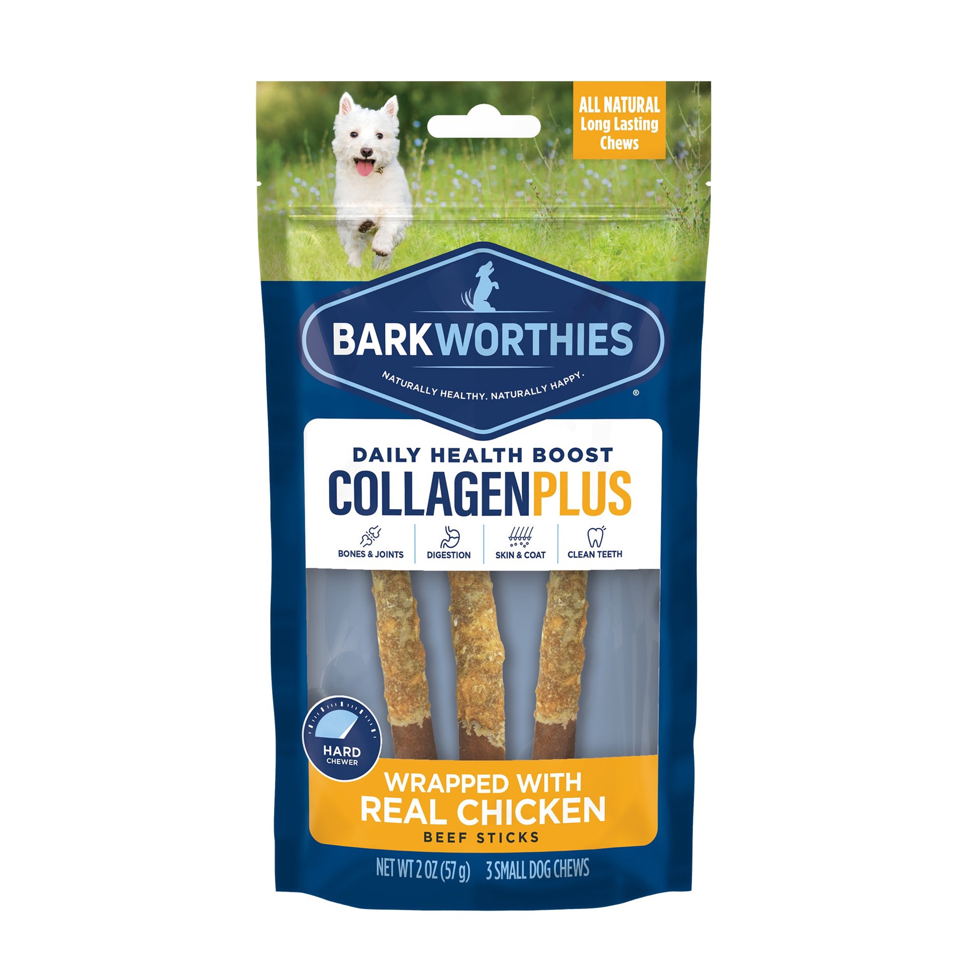 slide 1 of 1, Barkworthies 6" Chicken Wrapped Collagen Dog Sticks, 2 oz., Pack of 3, 6 in