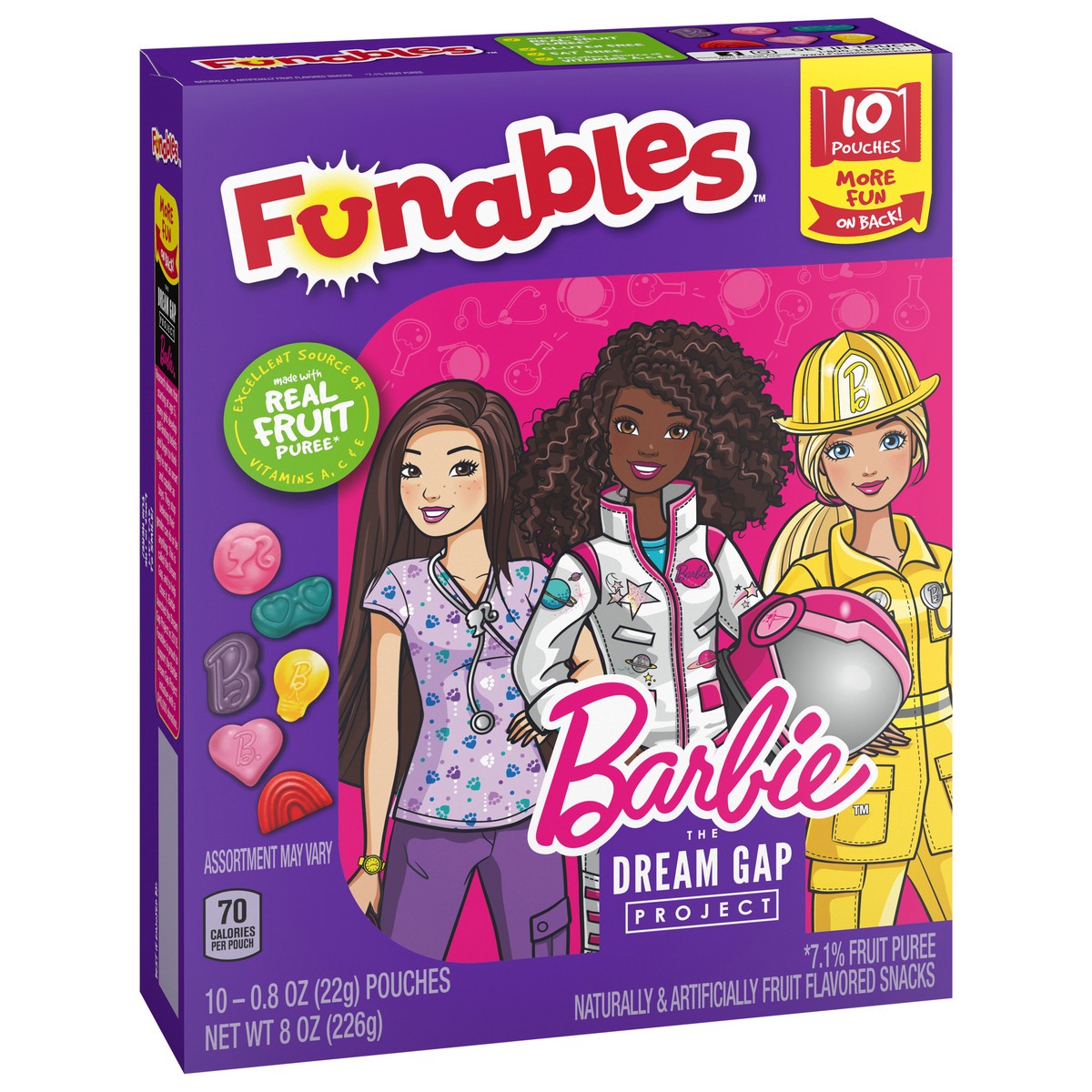 slide 10 of 11, Funables Barbie Fruit Snacks Box, 8 oz