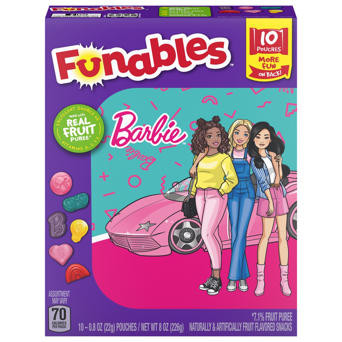 slide 1 of 11, Funables 05797 158735 Barbie Fruit Flavored Snacks 10 - 0.8 oz, 10 ct