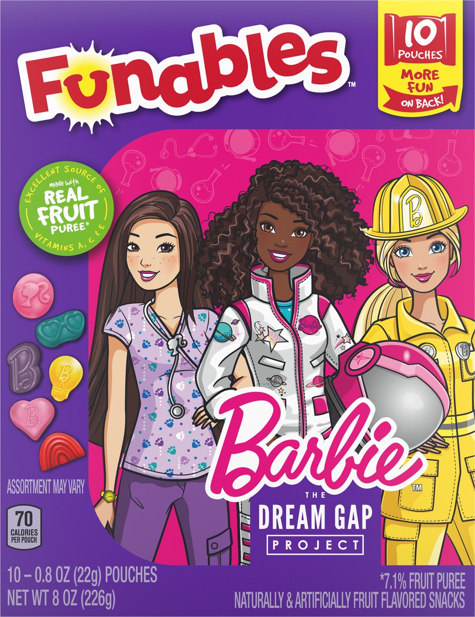 slide 8 of 11, Funables Barbie Fruit Snacks Box, 8 oz