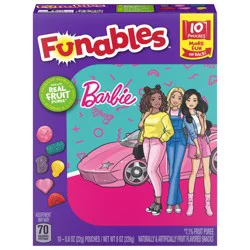 Funables Barbie Fruit Flavored Snacks 10 - 0.8 oz Pouches