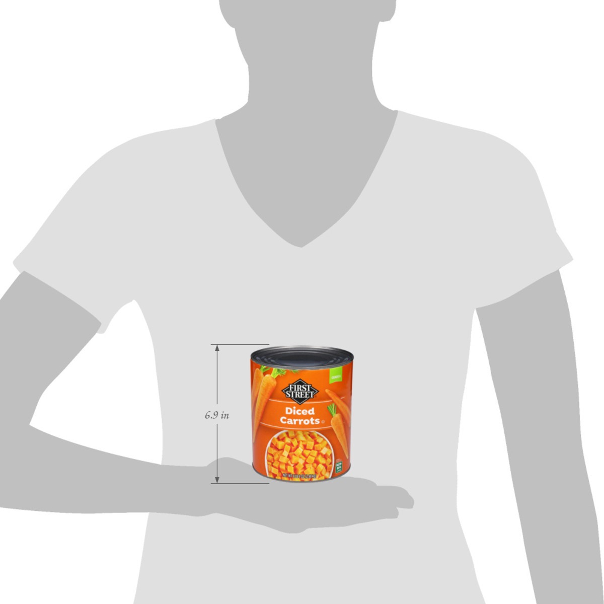 slide 8 of 15, First Street Diced Carrots, 105 oz