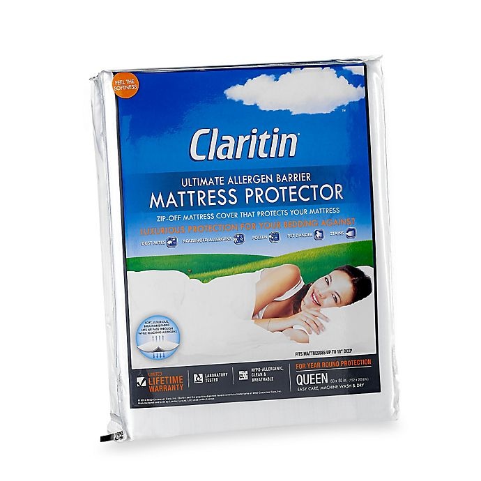 slide 1 of 2, Claritin Ultimate Allergen Barrier Embossed Full Mattress Protector, 1 ct