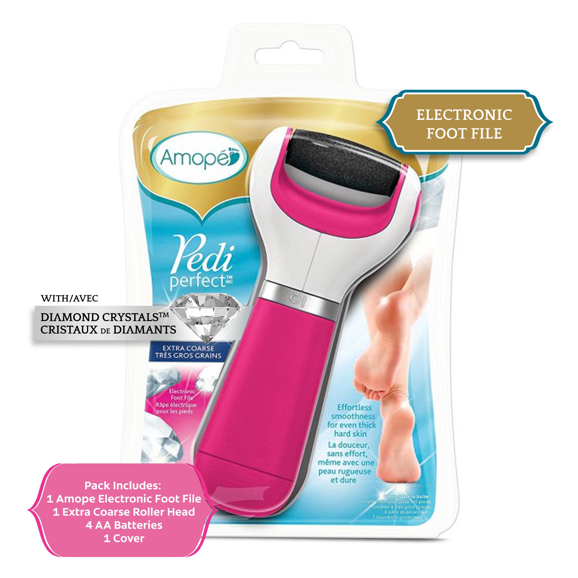 slide 1 of 7, Amope Pedi Perfect Extra Coarse Pedicure Electronic Foot File/Foot Smoother with Diamond Crystals, 1 ct