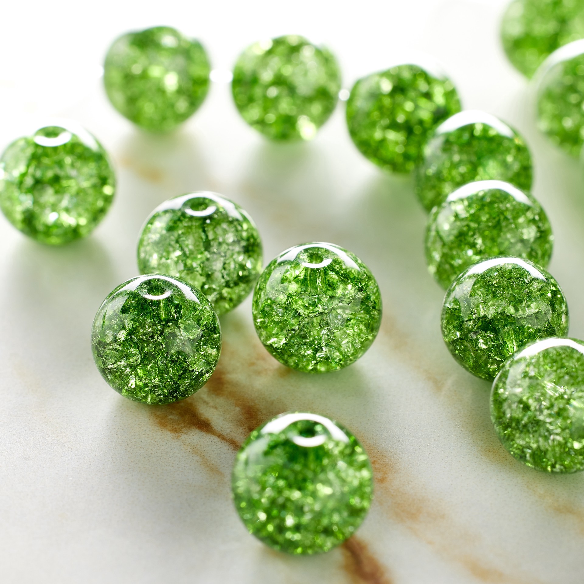 slide 2 of 3, Green Crackled Quartz Round Beads, 10mm By Bead Landing, 10mm