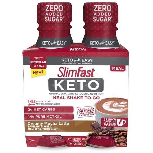 slide 1 of 1, SlimFast Keto Meal Shake To Go, Creamy Mocha Latte , 44 fl oz